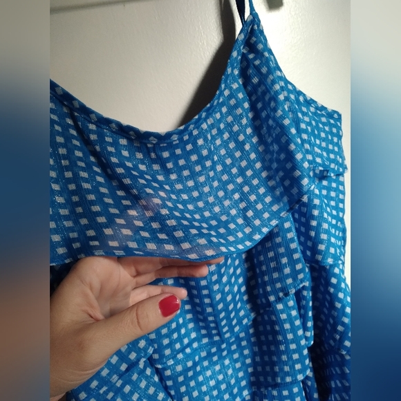 💚 NWOT Blue ruffle gingham top - Picture 6 of 11